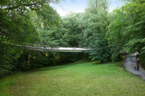 La passerelle tendra à se fondre dans le contexte boisé. ((Visuel: Mimram Ingénierie et Fabeck Architectes))