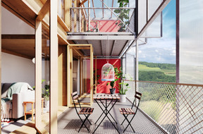 Each module has a veranda, which can also be adapted, extending the living spaces outside. Illustration: BSARC