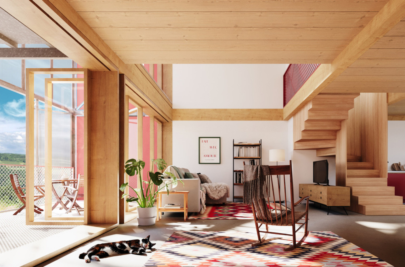 The 120m2 can be used in a variety of configurations, including a double-height living room. Illustration: BSARC