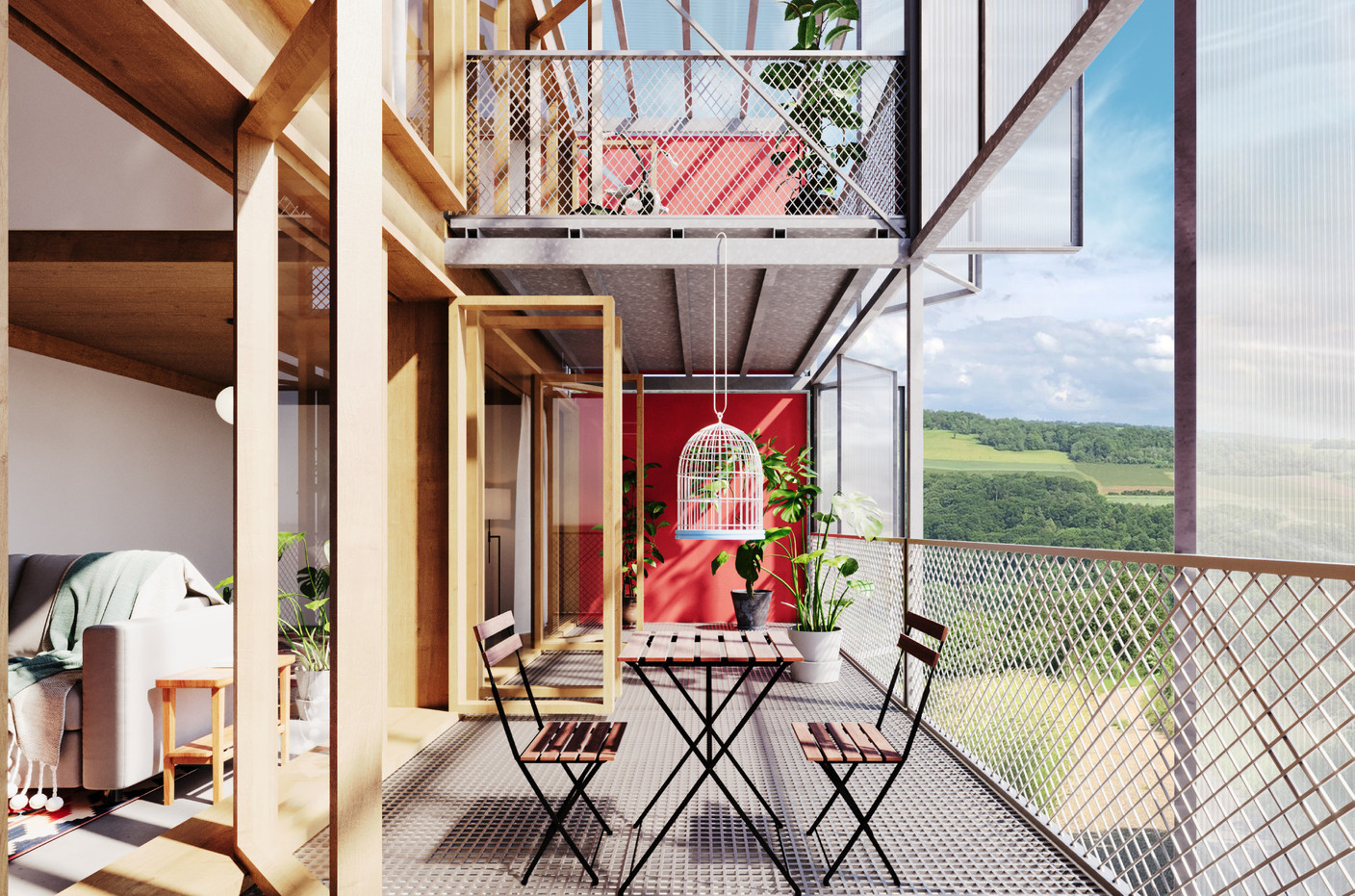 Each module has a veranda, which can also be adapted, extending the living spaces outside. Illustration: BSARC