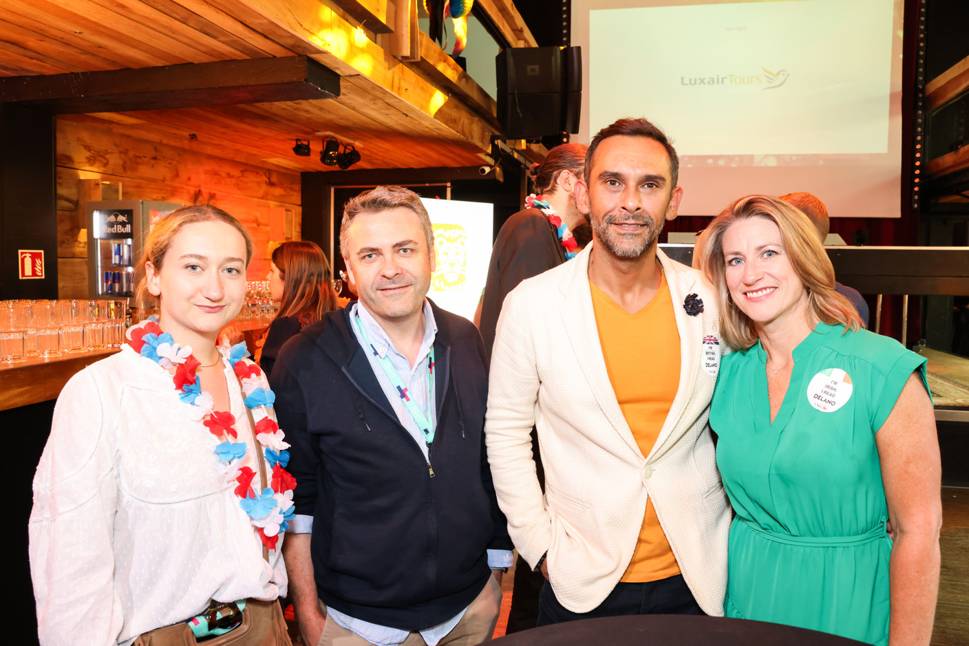 Christophe Regnault (Luxembourg House of Financial Technology), second from left, Nasir Zubairi (Lhoft), second from right, and Jennifer Crisman (YogaBalance), on right. Photo: Marie Russillo/Maison Moderne