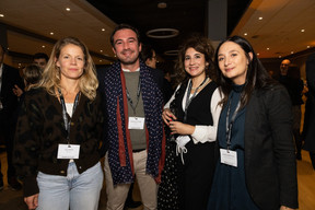 Julie Jager (Bakhaus), Guillaume Couture (Menta), Isabelle Ceccarelli (Etude Alai Gross & Associés) and Angélique Bartolini (Ville de Luxembourg) at the Paperjam Club’s 10x6 event on new risks and opportunities, held at Kinepolis Kirchberg, 17 October 2024. Photo: Eva Krins/Maison Moderne