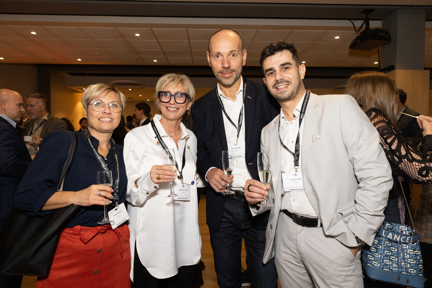 Murielle Gorini, Sandra Bludau, Xavier Linder and Mickael Pires (Jobs.lu) at the Paperjam Club’s 10x6 event on new risks and opportunities, held at Kinepolis Kirchberg, 17 October 2024. Photo: Eva Krins/Maison Moderne