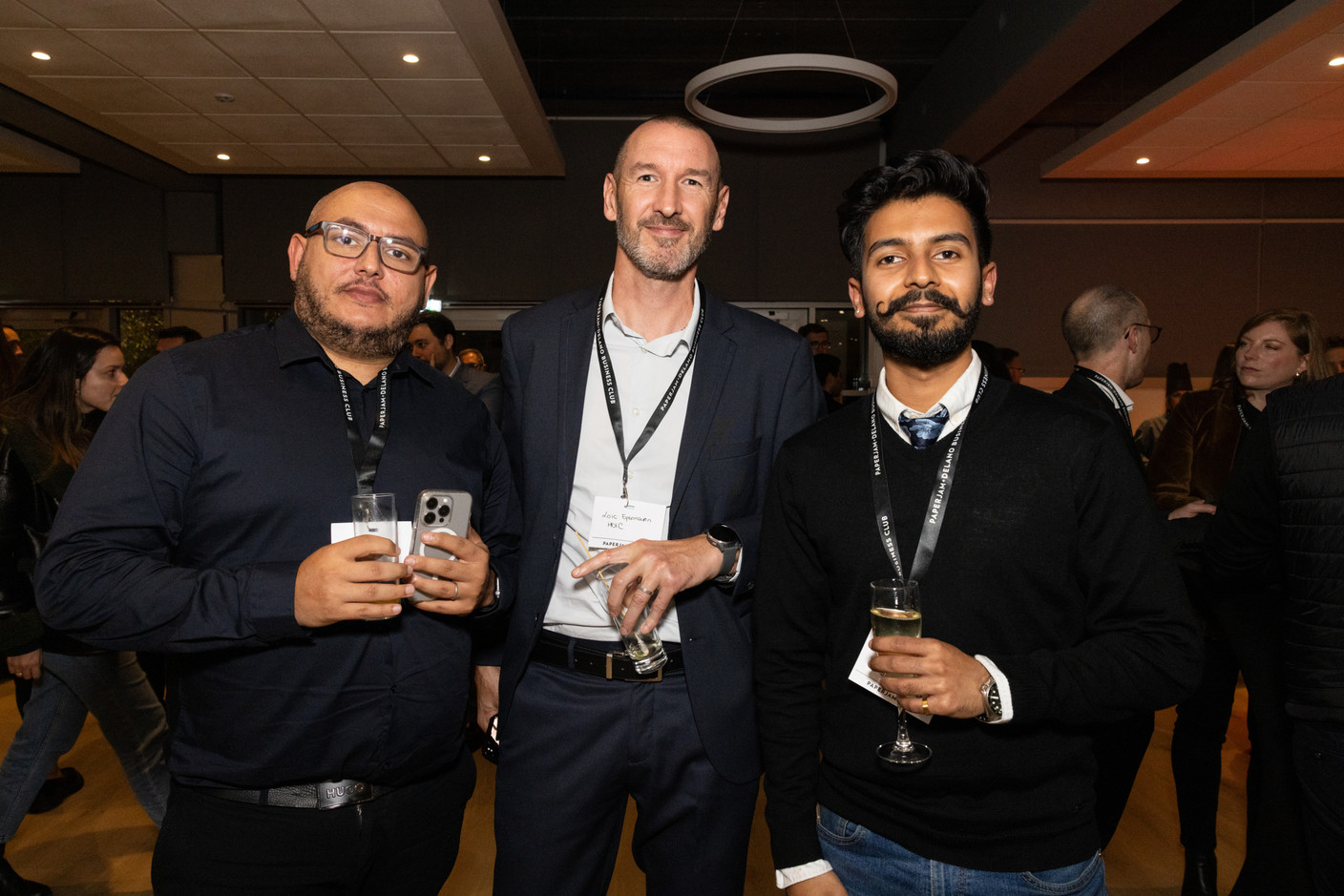 Samir Akacha, Loïc Eyermann (HDIC) and Maheep Sidhu (Taleo Consulting) at the Paperjam Club’s 10x6 event on new risks and opportunities, held at Kinepolis Kirchberg, 17 October 2024. Photo: Eva Krins/Maison Moderne