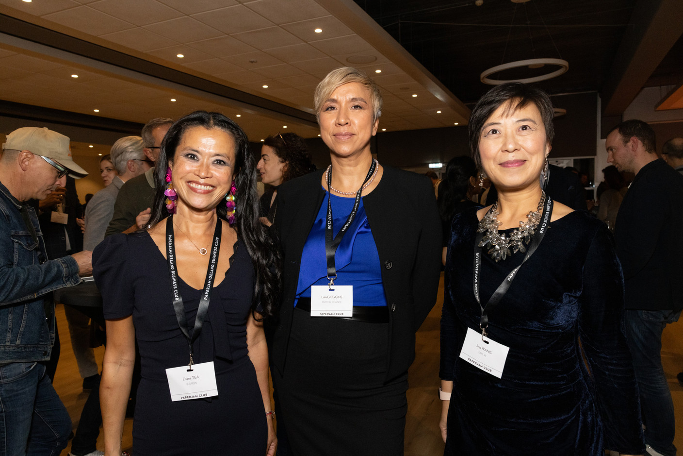 Diane Tea (B-Green), Lola Goggins (Pivotal Finance) and Jing Wang (SARL W) at the Paperjam Club’s 10x6 event on new risks and opportunities, held at Kinepolis Kirchberg, 17 October 2024. Photo: Eva Krins/Maison Moderne