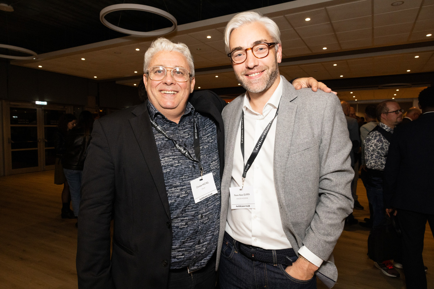 Christian Michel (Visua) and Pierre-Alexis Quirin (Maison Moderne) at the Paperjam Club’s 10x6 event on new risks and opportunities, held at Kinepolis Kirchberg, 17 October 2024. Photo: Eva Krins/Maison Moderne
