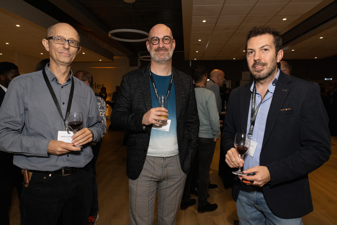 Sébastien Koralewski (Two), Marc Poncin (Prism) and Grégoire Schmitt (Two) at the Paperjam Club’s 10x6 event on new risks and opportunities, held at Kinepolis Kirchberg, 17 October 2024. Photo: Eva Krins/Maison Moderne