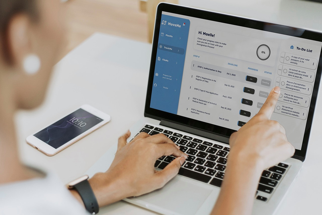 L’application web MoveMe est un «outil numérique de relocalisation qui aide les talents internationaux à s'installer».  Montage/Maison Moderne