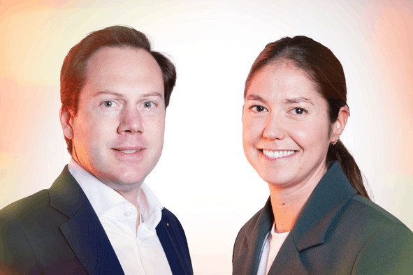 Paul Van den Abeele, Investment Funds Partner at Clifford Chance, and Charlotte Reynders, Investment Funds Senior Associate at Clifford Chance (Photo: Maison Moderne)