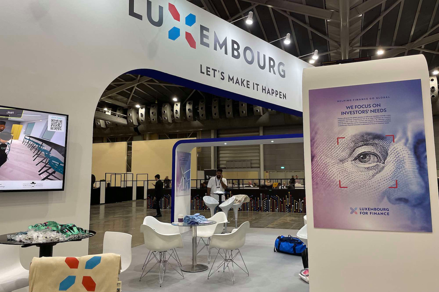 The Luxembourg stand at the Singapore Fintech Festival, seen on 3 November 2022. Staff photo