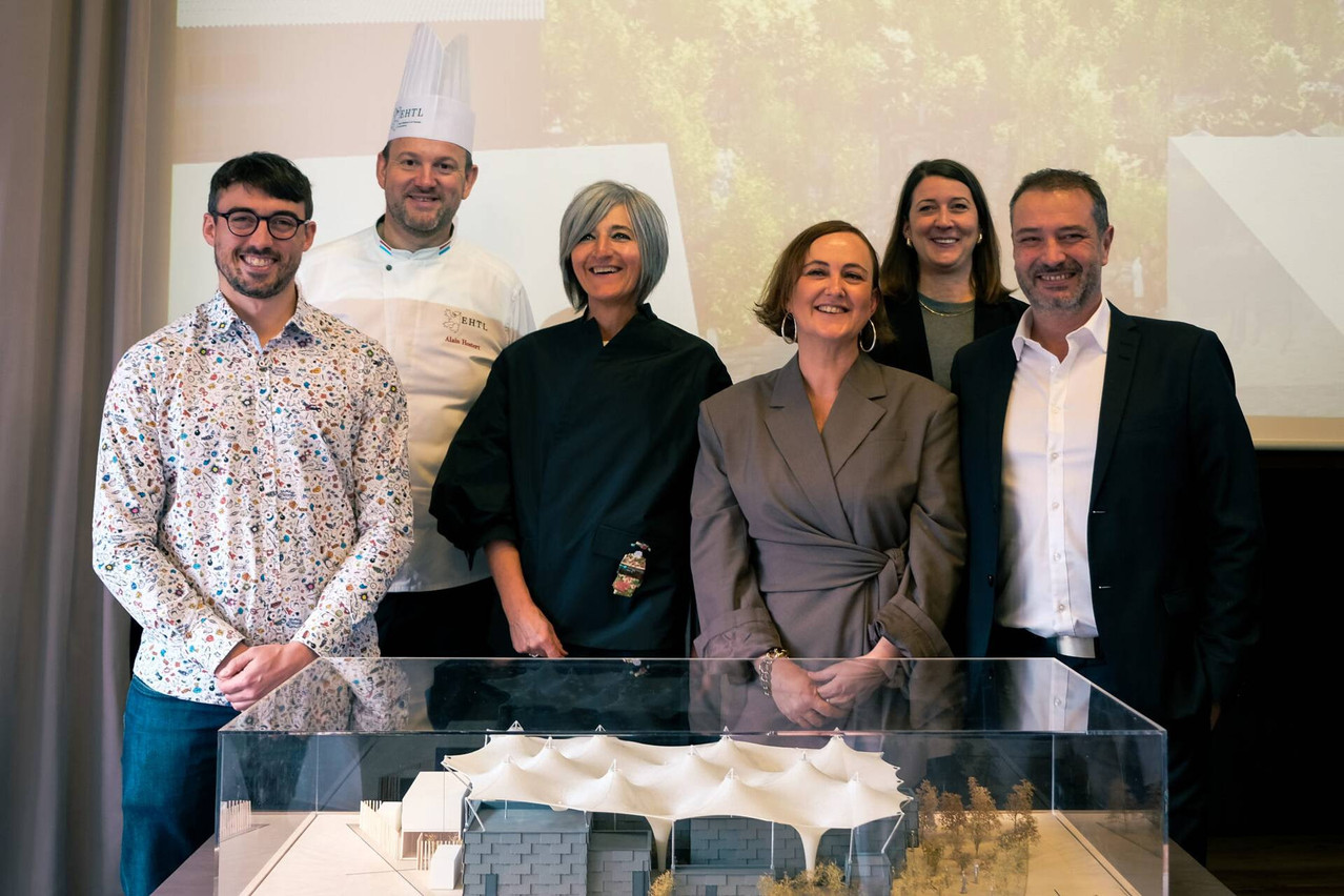 Pictured third from left, Nancy Braun joins the GIE (economic interest group) Osaka team. Photo: GIE Luxembourg @ Expo 2025 Osaka