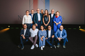 Gianna Florio (Flowey), Vincent Lyonnet (Steel Shed), Hans-Jürgen Schmitz (Mangrove Capital Partners), Laurent Loschetter (DSL/Den Atelier), Laura Ferber (Ferber Group), Marc Lauer (Foyer Group), Anne Nickels (Namur), Stefano Florio (Flowey), Georges Krombach (Family Business Network), Elena Moitzheim, Pablo Moitzheim (Optique Moitzheim) and Claude Maack (Gradel) Photo: Julian Pierrot/Paperjam