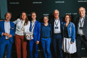 Loris Mattea (Wealins), Alice Bodart (Foyer), Kilian Bonnemberger (ACA Luxembourg), Eliane Feller, Marc Lauer,  Rejane Pepek (Foyer) et Remy Els (Foyer Assurances). Photo: Julian Pierrot/Paperjam