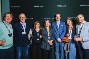 Laurent-Nicolas Marin (De Belsch Traiteur), Hélène Croce (Lëtz Language solutions), Esther Pierard (Paperjam Club), Benoit Billiotte (Adveez) et Anne-Catherine Marin (De Belsch Traiteur). Photo: Julian Pierrot/Paperjam