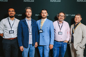 Sitraka Forler (Post Telecom), Antoine Leffondré (Google Cloud), Quentin Lepaul (Paperjam Club), Frédéric Lens (F3C Systems) et Valentin Morello (Paperjam Club). Photo: Julian Pierrot/Paperjam