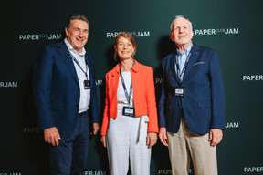 Tom Lessel, Anne-Sophie Dufresne (BIL) et Roland Munhoven (Moutarderie de Luxembourg). Photo: Julian Pierrot/Paperjam