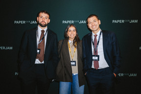 Benjamin Morette (TNP Luxembourg), Lea Brudermann (Paperjam) et Loris Mannara (EFG Bank). Photo: Julian Pierrot/Paperjam