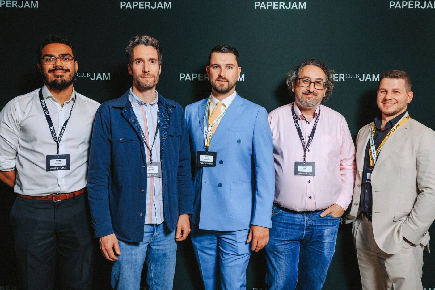 Sitraka Forler (Post Telecom), Antoine Leffondré (Google Cloud), Quentin Lepaul (Paperjam Club), Frédéric Lens (F3C Systems) et Valentin Morello (Paperjam Club). Photo: Julian Pierrot/Paperjam