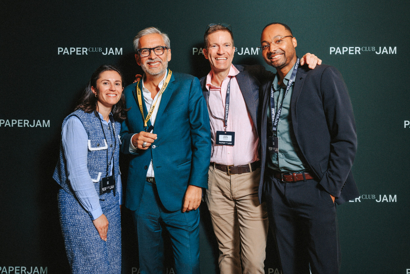 Lisa Le Roux (Atos Amplify), Mike Koedinger (Paperjam), Nicolas Courtin et Loïc Fébrissy (Atos). Photo: Julian Pierrot/Paperjam