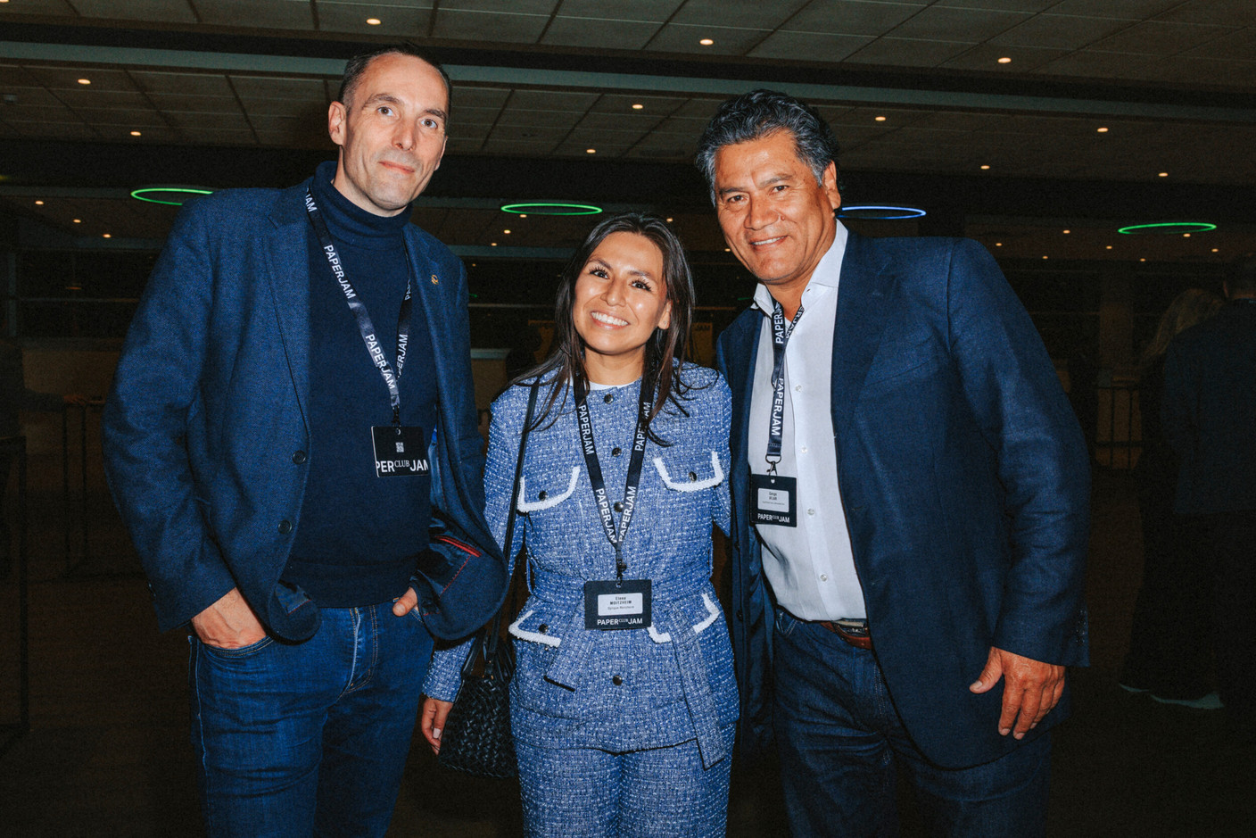 Matthieu Degrave (Prefalux Group), Elena Moitzheim (Optique Moitzheim) et George Vilar (Eng Breck mat Lateinamerika). Photo: Julian Pierrot/Paperjam