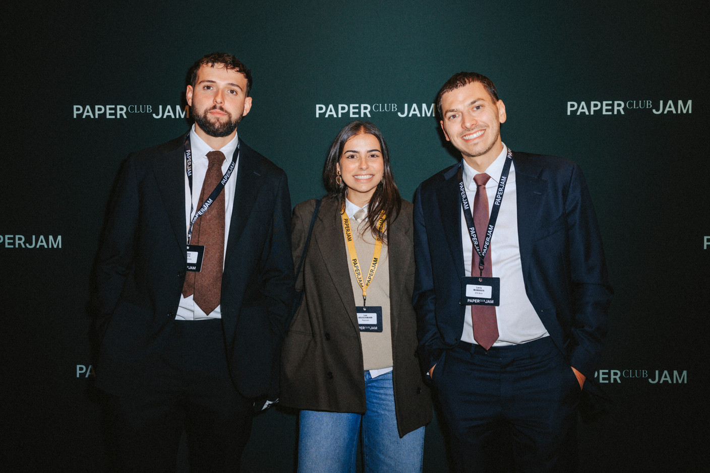 Benjamin Morette (TNP Luxembourg), Lea Brudermann (Paperjam) et Loris Mannara (EFG Bank). Photo: Julian Pierrot/Paperjam