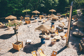 A sandy beach in the middle of the woods? That’s the concept behind Mëllerdall Plage.  Photo: Opyos Beverages