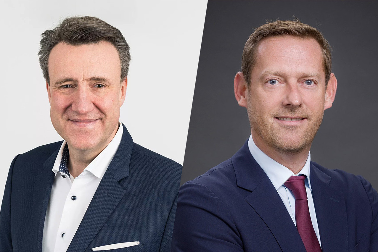 De gauche à droite: Steve Hauman, partner en conseil technologique chez KPMG Luxembourg, et Nicolas Demarest, directeur et responsable de la Belgique et du Luxembourg chez Utmost Wealth Solutions. (Photos: KPMG, Utmost Wealth Solutions. Montage: Maison Moderne)