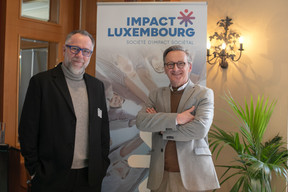 Daniel Eischen (left) and Daniel Tesch (right) spoke at the British Chamber of Commerce's event on the Impact Luxembourg label, which took place on 21 February 2023 at the Hotel Parc Belair. Photo: Matic Zorman / Maison Moderne