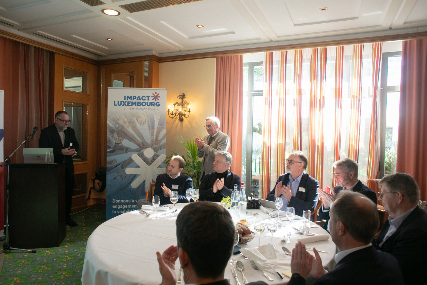 BCC Chairman Daniel Eischen and Uless director Daniel Tesch spoke at the Impact Luxembourg lunch event, hosted by the British Chamber of Commerce on 21 February 2023 at the Hotel Parc Belair. Photo: Matic Zorman / Maison Moderne