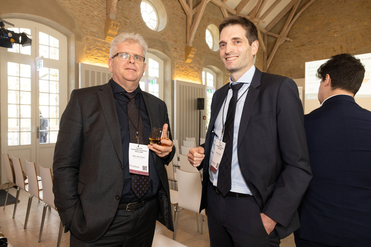 Wim Van Vuren and Florent Griffon seen attending Luxflag Sustainable Investment Week, 22 October 2024. Photo: Eva Krins/Maison Moderne