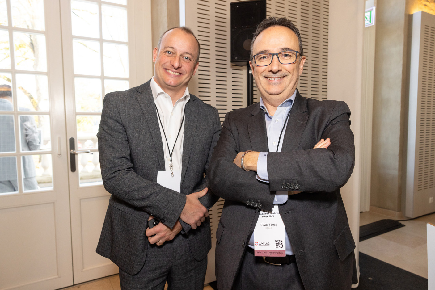 Pierre-Yves Jahan at Carne Group and Olivier Terras at DPAM, seen during Luxflag Sustainable Investment Week, 22 October 2024. Photo: Eva Krins/Maison Moderne