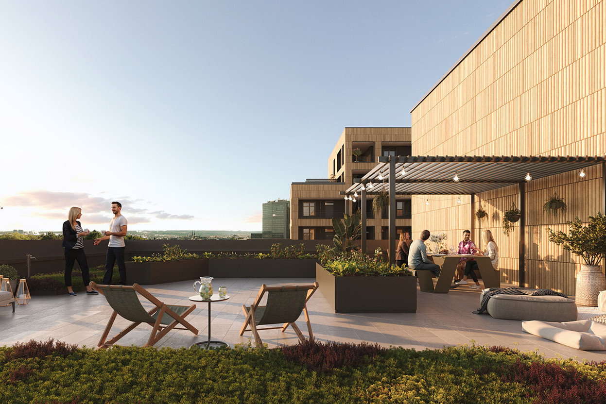 The South Kennedy project, promoted by the Kirchberg Fund, offers 80 A+ energy class homes, with communal areas, green spaces, with no specific eligibility requirements.  (Photo: Fonds Kirchberg)