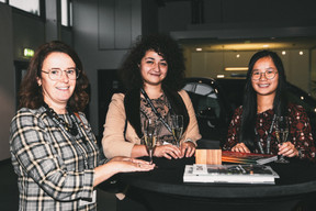 Nathalie Thunus (S.F.C. Conseil Société Fiduciaire), Marie-Anne Muliloto (Dupont & Jensen) et Marie Bodson (Vialegis). (Photo: Léo Biewer/Maison Moderne)