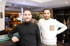 Luca and Andrea Pierucci (Hospitality Brothers - Bivius) at the carrousel lunch organised by the Paperjam+Delano Business Club on Friday 1 December 2023 at the Bivius restaurant. Photo: Marie Russillo / Maison Moderne