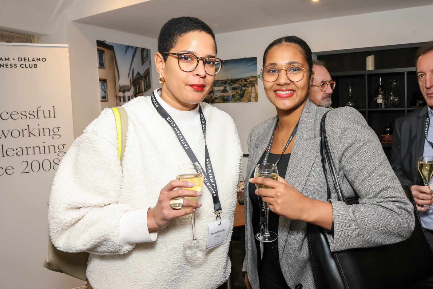 Sandrine Monteiro (Milkshake) and Océane Madelaine (Caceis) at the carrousel lunch organised by the Paperjam+Delano Business Club on Friday 1 December 2023 at the Bivius restaurant. Photo: Marie Russillo / Maison Moderne