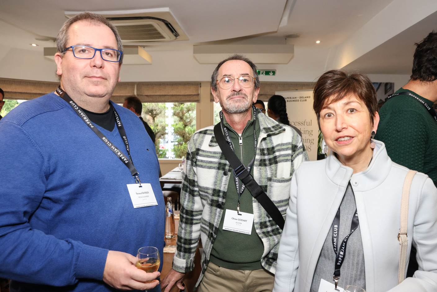 Renaud Barbier (Renaud Barbier), Olivier Godart (Olystik) and Isabelle Weill (Hunteed) at the carrousel lunch organised by the Paperjam+Delano Business Club on Friday 1 December 2023 at the Bivius restaurant. Photo: Marie Russillo / Maison Moderne