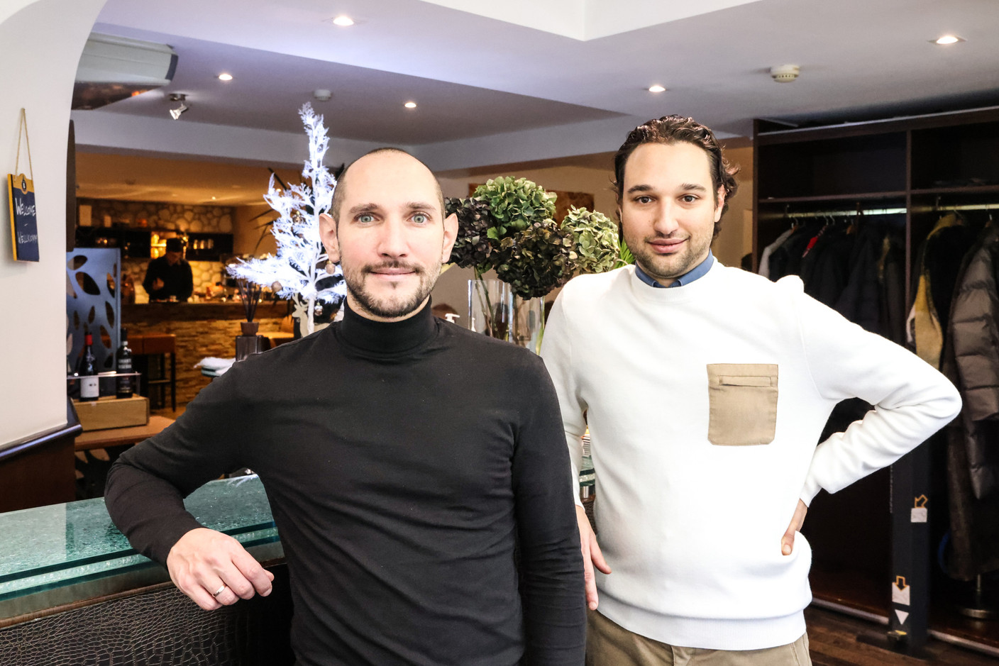 Luca and Andrea Pierucci (Hospitality Brothers - Bivius) at the carrousel lunch organised by the Paperjam+Delano Business Club on Friday 1 December 2023 at the Bivius restaurant. Photo: Marie Russillo / Maison Moderne