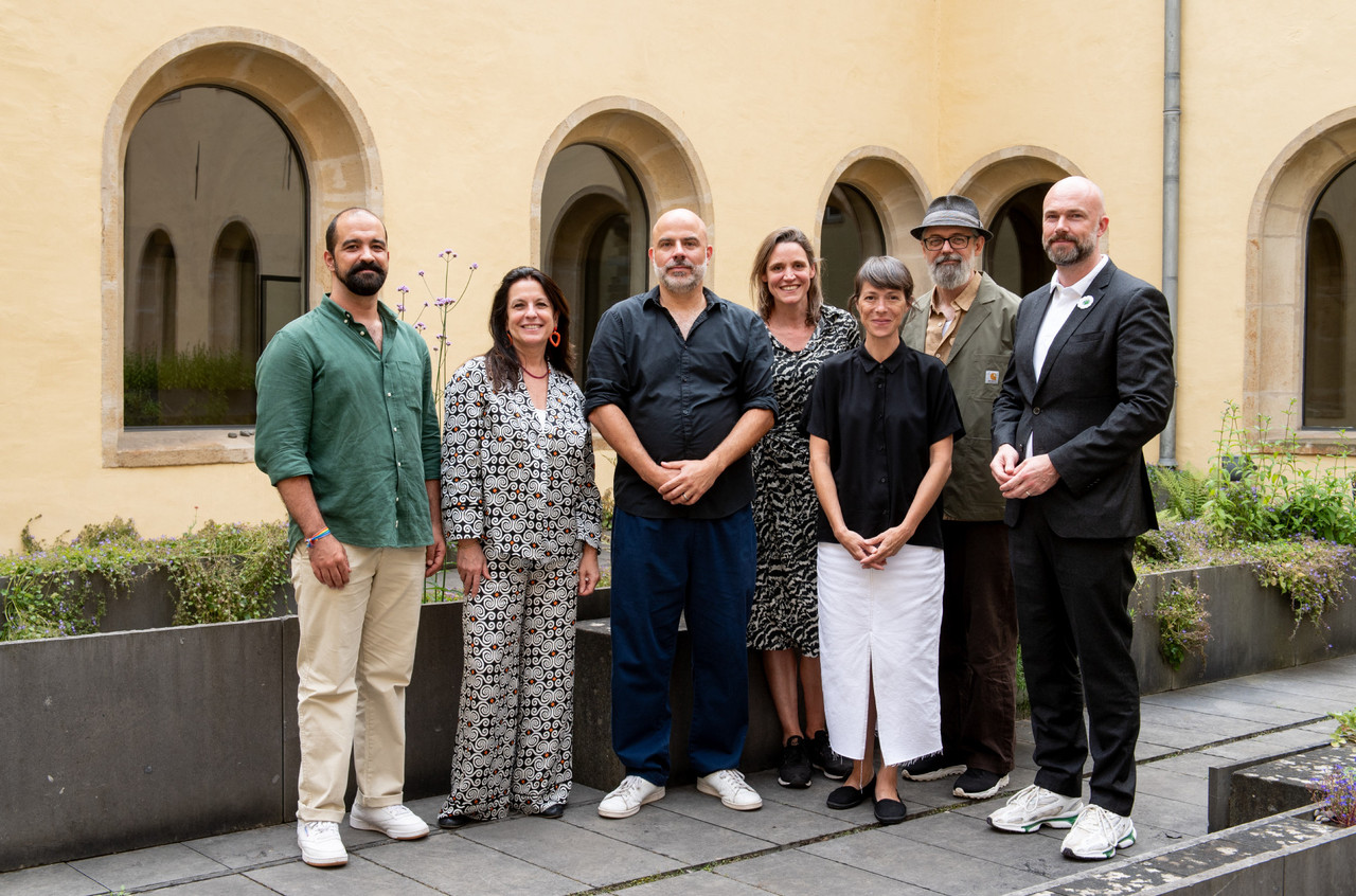 Federation of Film Academies Europe (Face) board members, from left to right: Diogo Camões (Portugal), Katharina Albrecht (vice president, Austria), Yann Tonnar (president, Luxembourg), Jenny Booms (Netherlands), Laia Aubia (secretary, Catalonia), Jacob Neiiendam (treasurer, Netherlands) and Matthijs Wouter Knol (European Film Academy). Photo: Marie De Decker