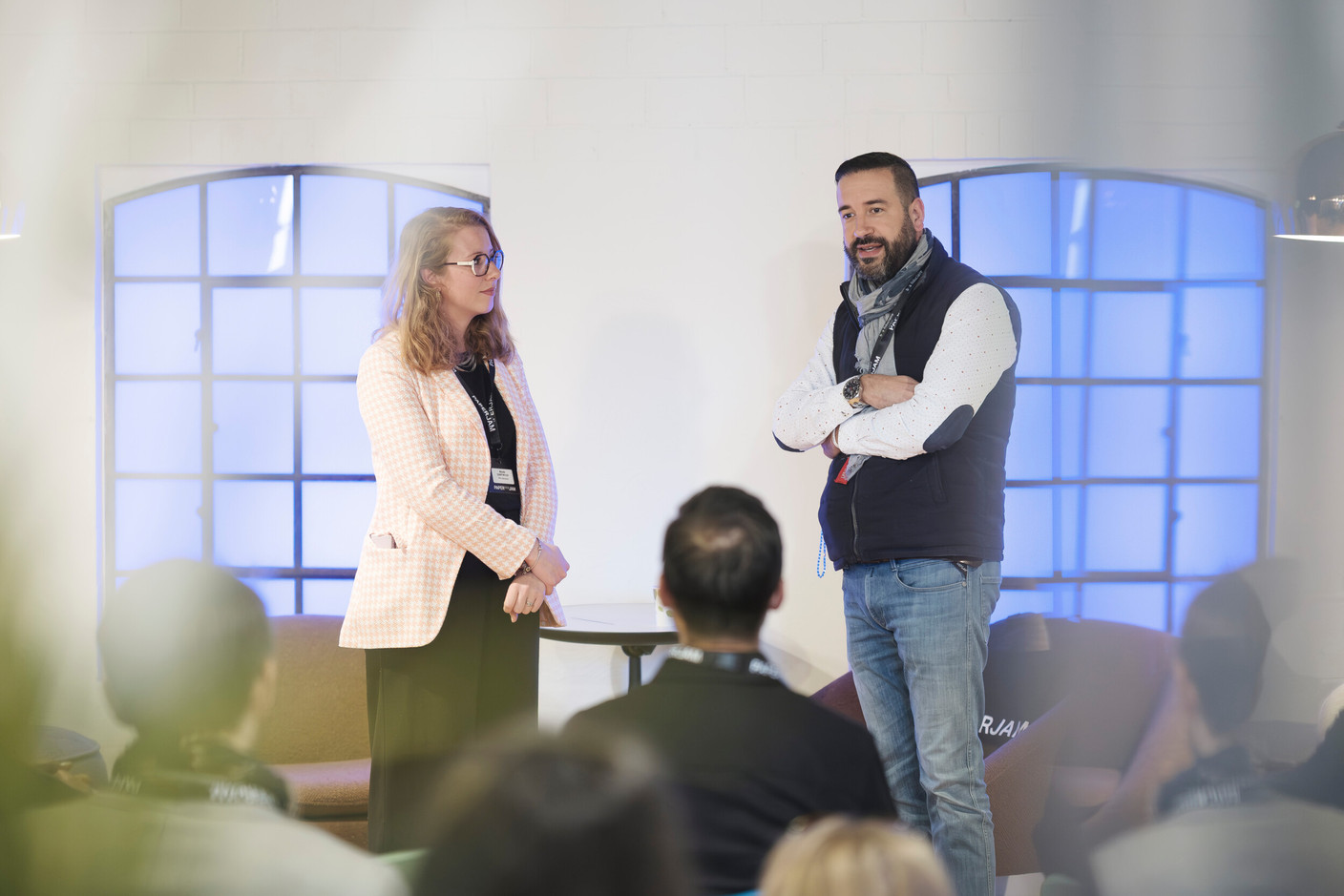 Maude Carpentier (Willy Naessens) and Giocchino Galione (B.A. Fiduciaire). Photo : Jan Hanrion/Paperjam