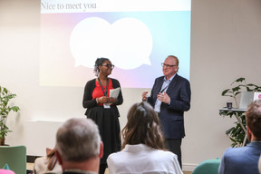 Julia Amusan (Hello Vacation) et Pierre Aubry (Strategy & Governance Solutions). (Photo: Marie Russillo/Maison Moderne)