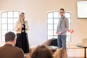 Hanane Belhadjoudja (Data Mind Solutions) and Johannes Hirschmann (Curentis Luxembourg). Photo: Julian Pierrot/Paperjam
