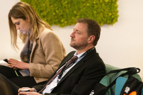 Raphael Docquier (TKR Consult) at the new members’ breakfast, which took place at The Office City on 11 February 2025. Photo: Eva Krins/Maison Moderne