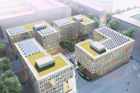 Le bâtiment IAK, achevé l'été dernier, est situé au coin des rues Alcide de Gasperi, A. Wehrer et A. de St-Exupéry. (Photo: KCAP Architects & Planners et Arlette Schneiders Architectes)