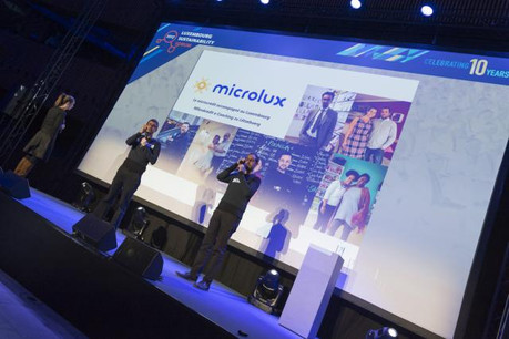 L’équipe de Microlux avait recueilli les votes du public en prélude à la remise des prix lors du Luxembourg Sustainability Forum d’IMS en novembre 2017. (Photo: IMS Luxembourg)