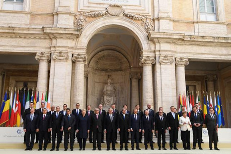 Une famille à 27 pour célébrer 60 ans d’Union. Mais une famille quand même. Ses membres veulent se donner les moyens de leurs ambitions dans les 10 prochaines années. (Photo: Commission Européenne)