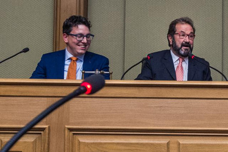 Sven Clement, président des Piraten, et Gast Gibéryen, membre fondateur de l’ADR, bénéficient d’une plate-forme commune pour peser plus lors de cette législature. (Photo: Mike Zenari / archives)