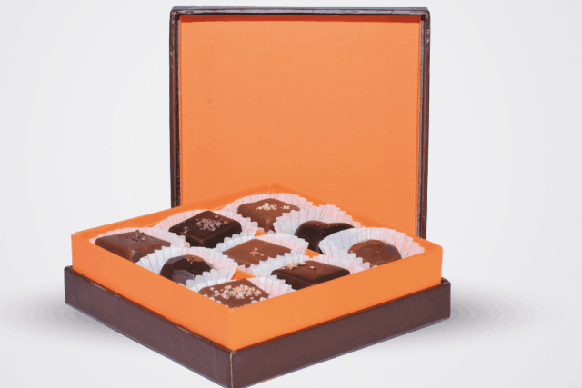 Boîte de luxe «Mélange de neuf pralines» – 85 grammes – 7,90€ – par les Ateliers du Tricentenaire, à Bissen. (Photo: Ateliers du Tricentenaire à Bissen)