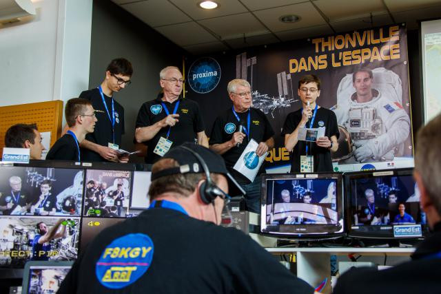 Sans la vidéo, mais avec une liaison audio parfaite, les huit élèves du Lycée Hélène Boucher ont pu poser toutes leurs questions à Thomas Pesquet. (Photo: Ville de Thionville)