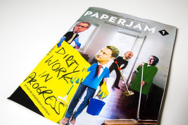 En cover de ce Paperjam 1 d'octobre 2015, les ministres dans des tenues de travail inhabituelles. Paperjam 1 s'est penché sur le boulot en cours. (Photos: Maison Moderne Studio)