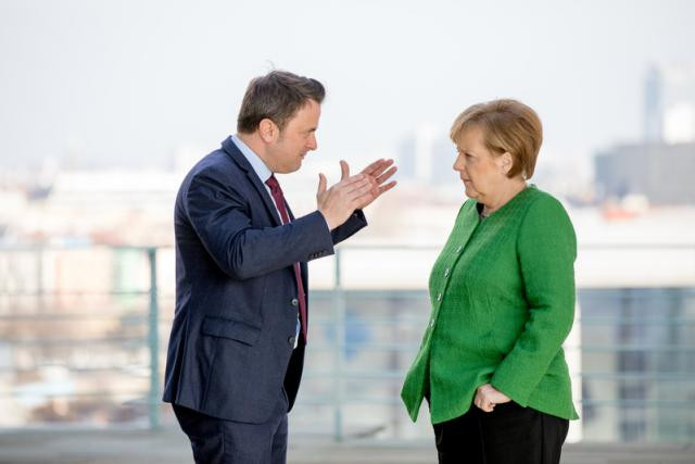 Xavier Bettel était reçu chez Angela Merkel ce lundi. Le Premier ministre luxembourgeois fait campagne pour le level playing field. (Photo : SIP / Viviane Wild)